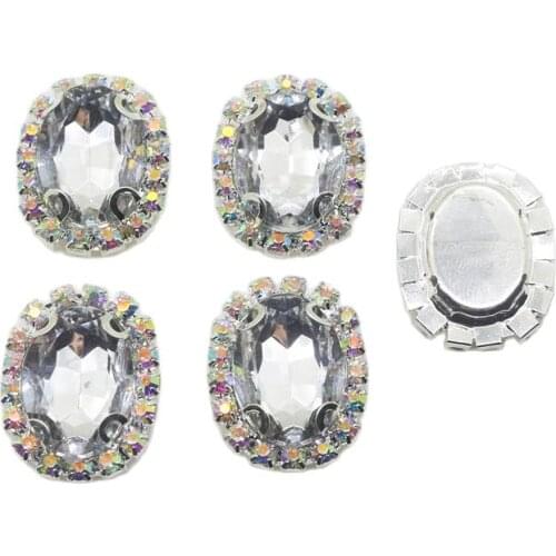 Hot 10pcs/lot24*18MM Oval Acrylic Button Shiny Rhinestone Decorative Accessories DIY Craft Decoration Dotted Buckle