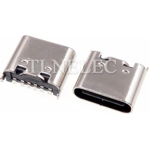 5pcs Type C Connector 6 Pins Female Socket Type-C Receptacle Right Angle Through Holes PCB For Interchange and Maintenance