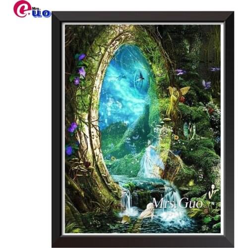 Diamond Painting 5d Full Square Fantasy Waterfall Scenery Picture Of Rhinestones Mosaic Elves Wall Decoration Diamond Embroidery