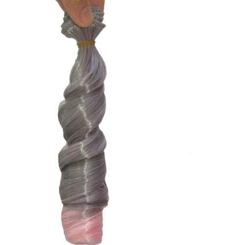 Free Shipping 1 pcs Extension Hair 15*100cm grey mixed light pink Color Curly Wig for BJD Doll Wavy Wig