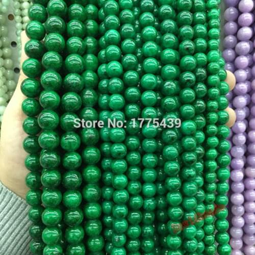 Free Shipping Wholesale 6mm 8mm 10mm 12mm Natural Stone Dark Green Jadee round Beads For Bracelet Necklace Jewelry Making