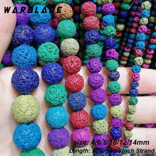 WarBLade Natural Volcanic Stone Beads Colorful Rock Lava Round Loose Stone Beads 4-14mm For DIY Necklace Bracelet Jewelry Making
