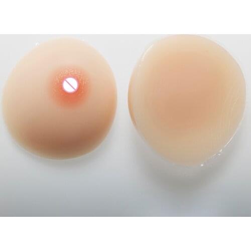 C Cup 800g Per Pair Realistic Silicone Breast Form Skin Color Fake Boobs Plump Gathering Round Shape Postoperative Transgender