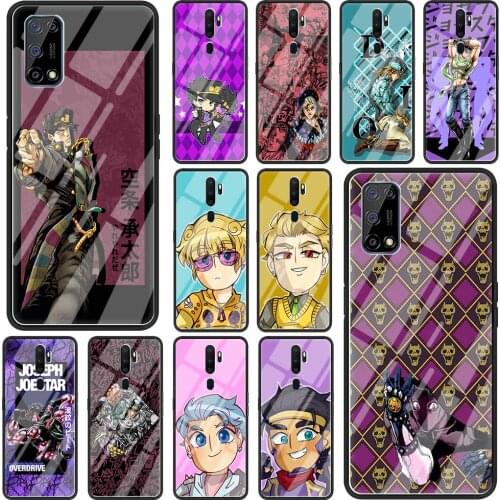Case for Realme C3 6 5 7 Pro XT 7i Cover for Oppo A52 Find X2 Lite A9 2020 Glass Shell Phone Couqe Cute JoJo Bizarre Adventure