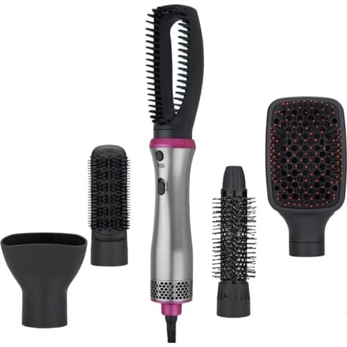 Hot Air Comb 5 In 1 Electric Hair Dryer Blow Hair Curling Straightening Iron Rotating Brush Multiyfunction Hair styling Tool