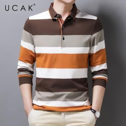 UCAK Brand Striped Long Sleeve T Shirt Men Clothes Spring Autumn New Arrivals Tops Pure Cotton Streetwear T-Shirt Clothing U5389