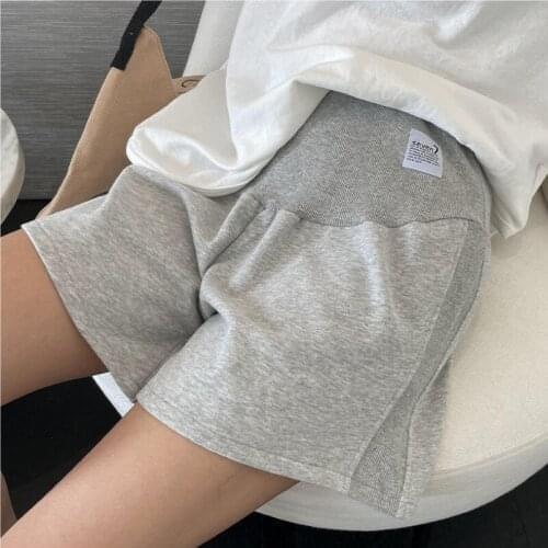 Summer Maternity Shorts Patchwork Threaded Casual Sports Pants Pregnant Woman High Waist Support Abdomen Quick-drying Sweatpants
