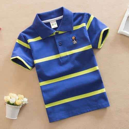 Summer childrens short-sleeved T-shirt cotton middle-aged childrens bottoming shirt lapel polo shirt tide 0-16 years old