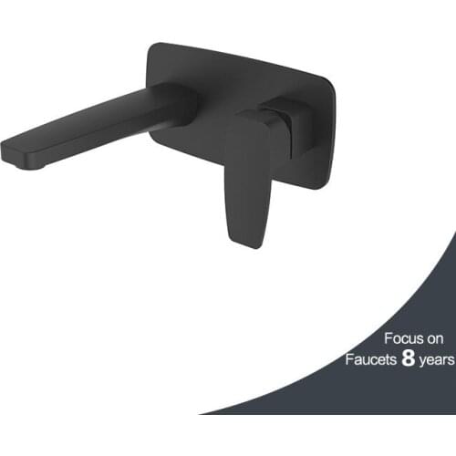 Matte Black Solid Brass copper Wall Mounted high quality Basin Faucet Single Handle Hot & Cold Water Bathroom Mixer Tap Faucet