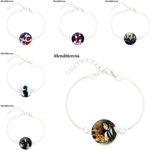 Mendittorosa Black Butler Glass Cabochon Bracelet Bangle For Women Handmade Girls Galaxy Bracelet Bangle Christmas Gift Jewelry
