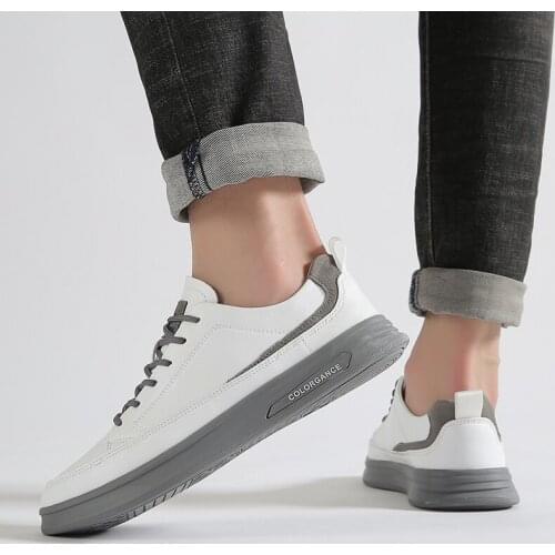 High Quality Genuine Leather Mens Casual Breathable Outdoor Sneakers Men Moccasins Light Lace-up Comfortable Non-slip Sneakers