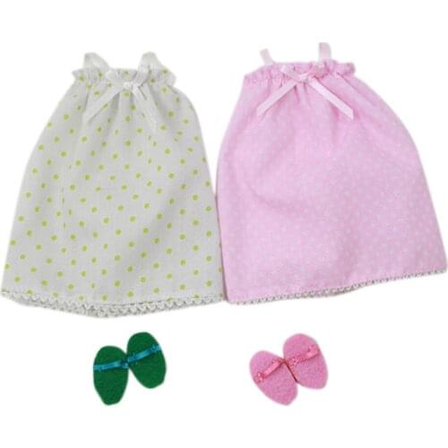 Blyth doll clothes Spring loaded,Simple pink dress, slippers for1/6 30cm doll,icy doll,joint blyth