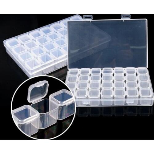 28 Grids Slots Empty Storage Box Clear Nail Rhinestones Storage Case Organizer Jewelry Beads Container for Nail Rhinestones
