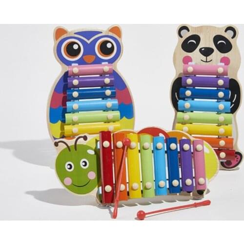 Early education puzzle Childrens musical instruments animal hand knockout wooden octopus harp beat music toys