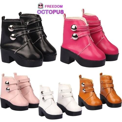 Fashion Handmade Leather High Heel Shoes Boots For 60cm Zapf Creation Doll Cute Double-breasted Boots For 1/3 BJD& SD Dolls