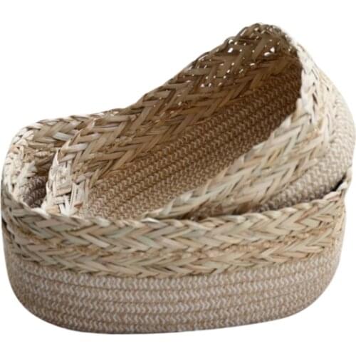 Handmade Straw Woven Storage Basket with Lid Organizer Storage Box Laundry Baskets Rattan Storage Flower Baske