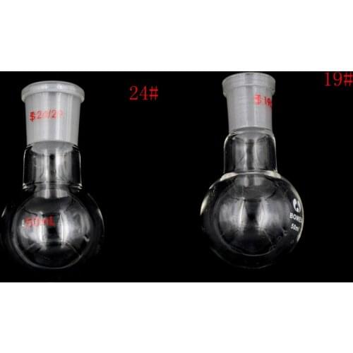 50ML 1-neck Round Bottom Glass Flask Single Neck Chemistry Boiling Flask 24/29 19/26