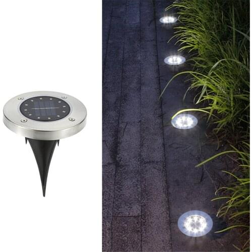 LED Solar Ground Light Outdoor Solar Panel Buried Light Stainless Steel Waterproof For Lawn Stairs Pathway Garden Light Control
