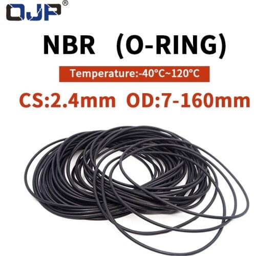 NBR O Ring Seal Gasket Thickness CS2.4mm OD7-160 Oil and Wear Resistant Automobile Petrol Nitrile Rubber O-Ring Waterproof Black