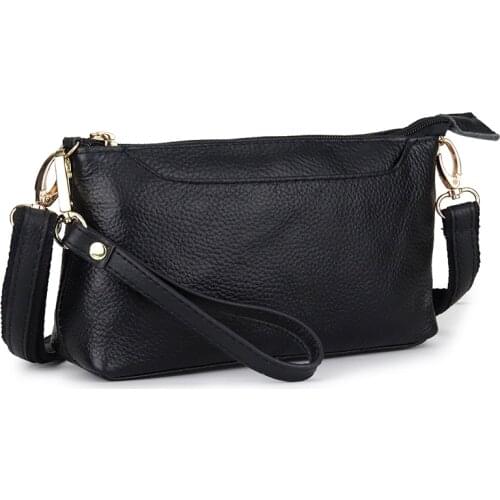 Women Genuine Leather Bag Messenger Wristlet Day Clutch Bag Female Crossbody Bag First Layer Cowskin Bag