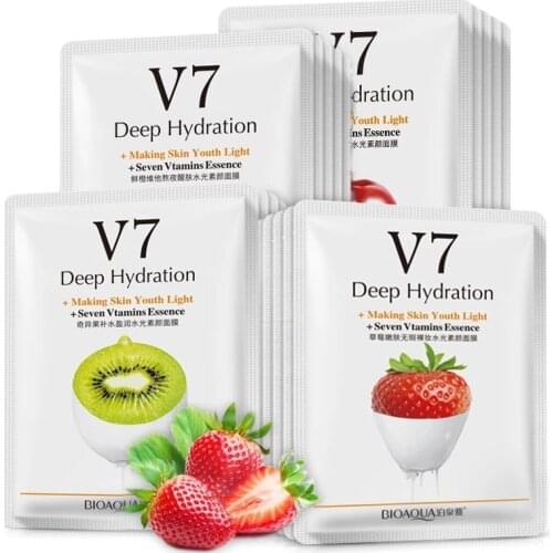 10pcs Plant Extracts Fruit Face Masks Collagen Essence Facial Mask Remover Clear Moisturizing Firming Oil-Control Face Care