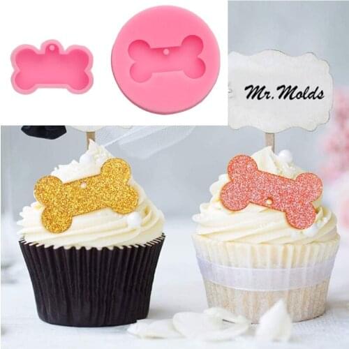 2Pcs Silicone Mini Bone Pendant Resin Molds Dog Tag Dog Bone Keychain Mold Tools Dropshipping