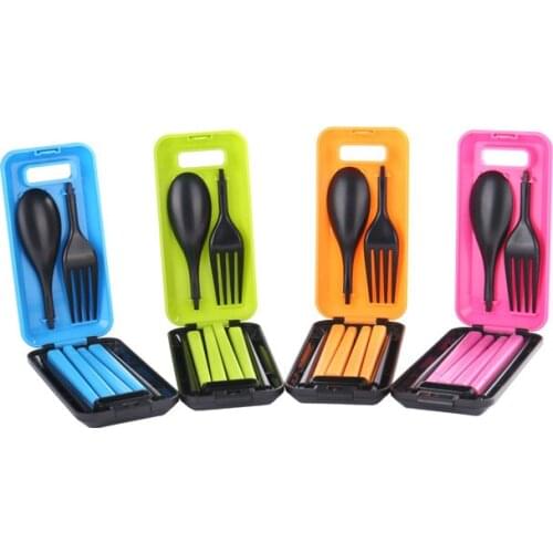 3pcs outdoor ABS plastic tableware portable environmental protection folding chopsticks fork spoon sports camping Picnic