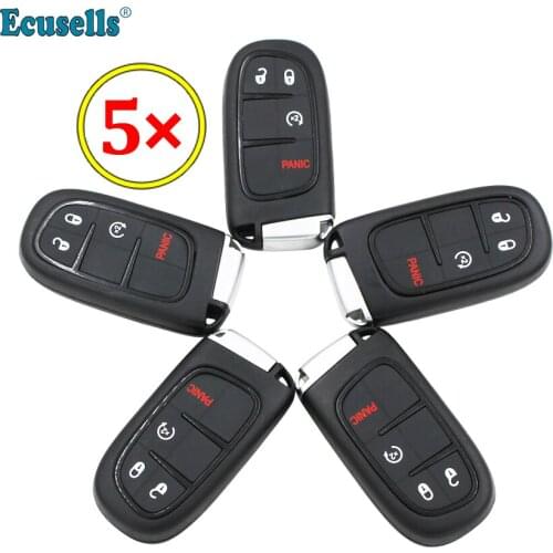 5PCS/LOT 3+1 Buttons New Keyless 4 buttons Smart Remote Key Case key shell fob for Jeep Cherokee Uncut emergency blade