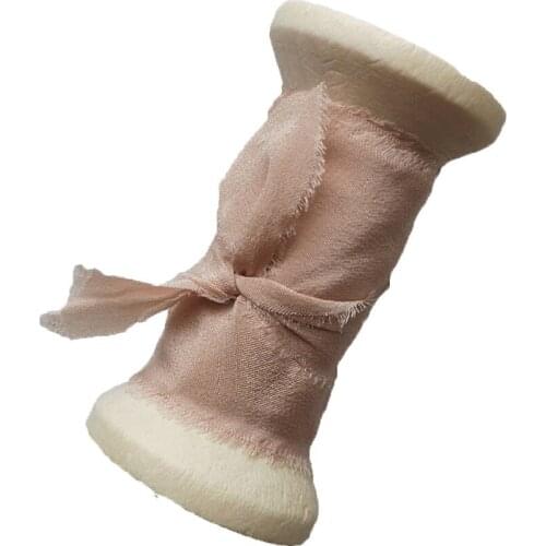 6cmx1.45m Handmade Frayed Edged Chiffon Silk Ribbon for Wedding Invitation Bouquets Sheer Fringe Ribbon Craft Flatlay