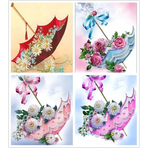 5D DIY Diamond Painting Cartoon Flower Umbrella Diamond Embroidery Cross Stitch Kit Mosaic Sewing Thread Home Decoration Crafts