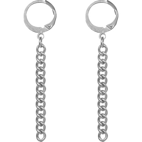 BONISKISS 2020 Fashion Women Hoop Earrings Gold Tassel Chain Earring Party Dress Ladys Stainless Steel Prevent Allergy Jewelry