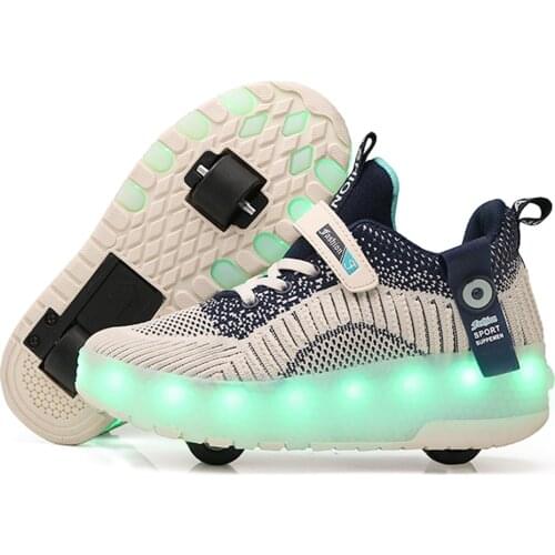 One Two wheels USB Charging Fashion Girls Boys LED Light Roller Skate Shoes For Children Kids Sneakers With Wheels Two wheels
