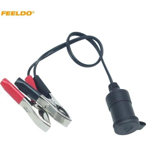 FEELDO 12V Car Motorbike Tractor Boat Clip-on Cigarette Lighter Socket Cable Adaptor #HQ2867