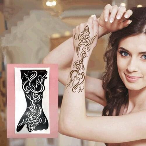 Indian Henna Rose Lace Flower Tattoo Stencil Women Diy Body Legs Arm Art Airbrush Painting Mandala Tattoo Stencil Template