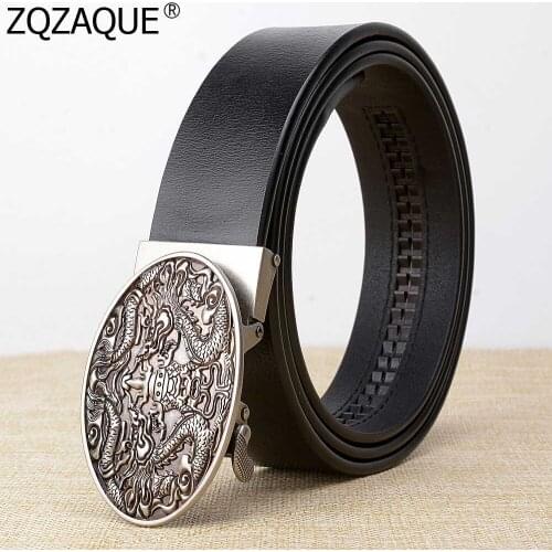 Chinese Style Double Dragon Design Automatic Buckle Belt For Men Character High Grade Gift Belt Straps Cow Leather Girdle SY1702