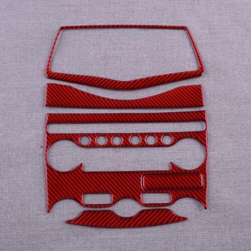 1 Set LHD Carbon Fiber Red Central Console Panel Cover Trim Fit for Nissan 370Z 2009-2013 2014 2015 2016 2017 2018 2019 2020
