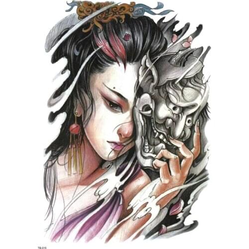 Ghost Mask Fairy Temporary Tattoo Sticker 3D Body Art fake tattoo large Tattoo Full Back waterproof Temporary Tatoo