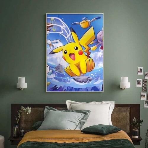 Cartoon Anime Pokemon Pikachu Bulbasaur Poster Canvas Painting Wall Picture Mural Modern Kid Baby Bedroom Decoration