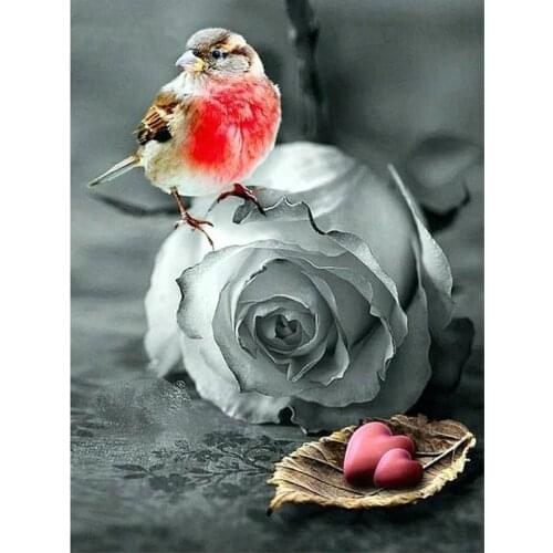 DIY diamond embroidery sparrow pattern 3d diamond painting cross stitch rhinestone painting mosaic home decoration rose P1040