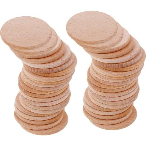50 Pieces Natural Blank Wooden Plain Circle Round Embellishment for DIY Crafts Card Making Wedding Decoration 36mm
