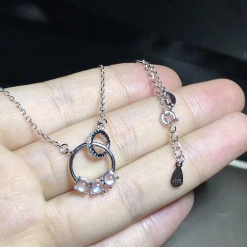 925 sterling silver gilded with natural light blue Moonstone necklace pendant Popular accessories Birthday gift
