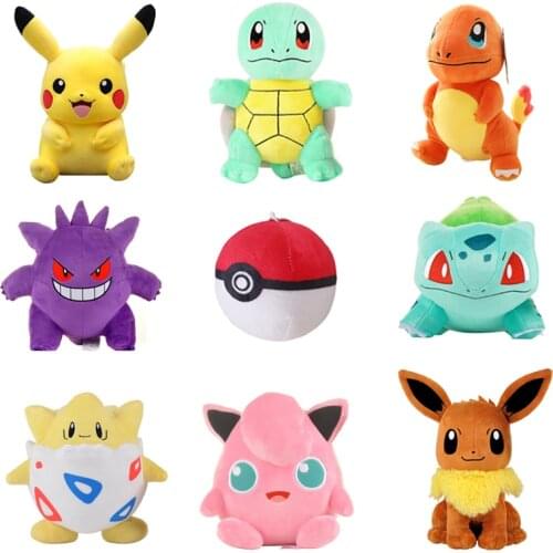Pokemoned Anime stuffed doll Charmander Pikachued plush toy Squirtle Bulbasaur Jigglypuff Lapras Eevee Christmas gift for kids