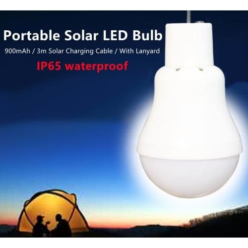 Portable LED Bulb Solar Light Outdoor Camping Lamp LED Solar Power Light Bulb 15W Emergency Lamp Waterproof Garden Lighting 12V