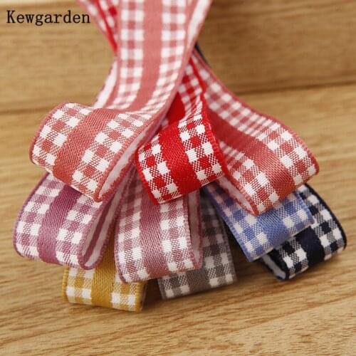 Kewgarden 19mm Plaid Polyester Cotton Ribbon DIY Hair Bow Accessories Handmade Tape Flower Gift Packing Riband 20 Yards