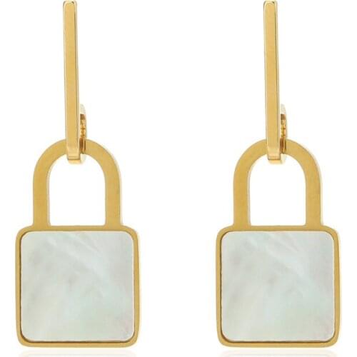 Stainless Steel Lock Drop Earrings For Women Luxury Golden Dangle Earrings Party Wedding Trinket Trendy Jewelry Accessories Gift