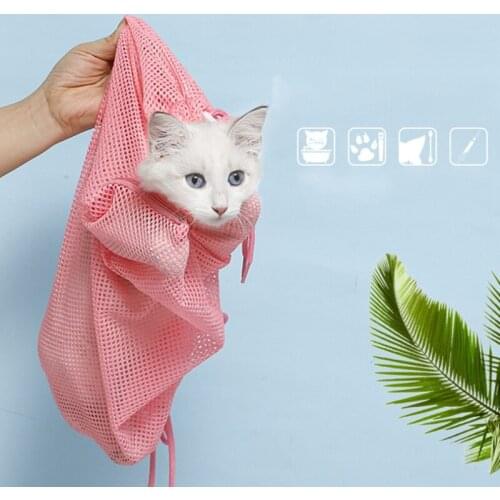 Mesh Cat Bathing Bag Cats Grooming Washing Bags Cat Bath Clean Bag No Scratching Bite Restraint Cat Supplies