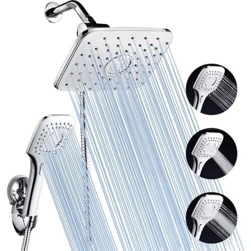 5PCS Bathroom Faucet Chrome Rain Shower Head Bath Faucet Wall Mounted Bathtub Shower Mixer Tap Shower Faucet Shower Set Mixer