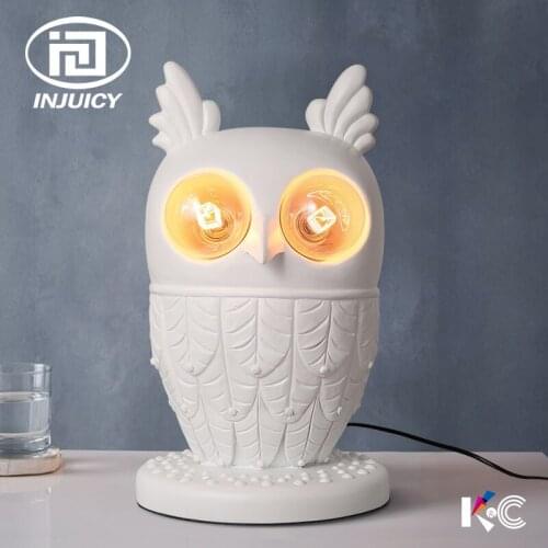 Modern Study Room LED Desk Lights Living Room Childrens Room Decorate Cartoon Bedside Cute Resin Lifelike Owl Table Lamp