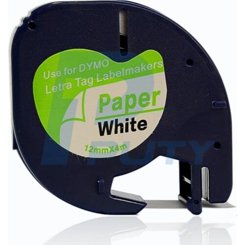 Black on White 12mm*4M for DYMO LT 91200 Label Printer Thermal Transfer Ribbon Compatible for Dymo Letratag Label Printer