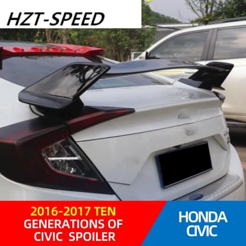 2016 - 2019 For HONDA Tenth Generation CIVIC Modified TypeR Rear Roof Spoiler TR No Punching ABS Rear Spoiler for HONDA
